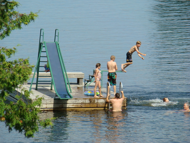 A cool dip in the lake at Tomahawk Resort